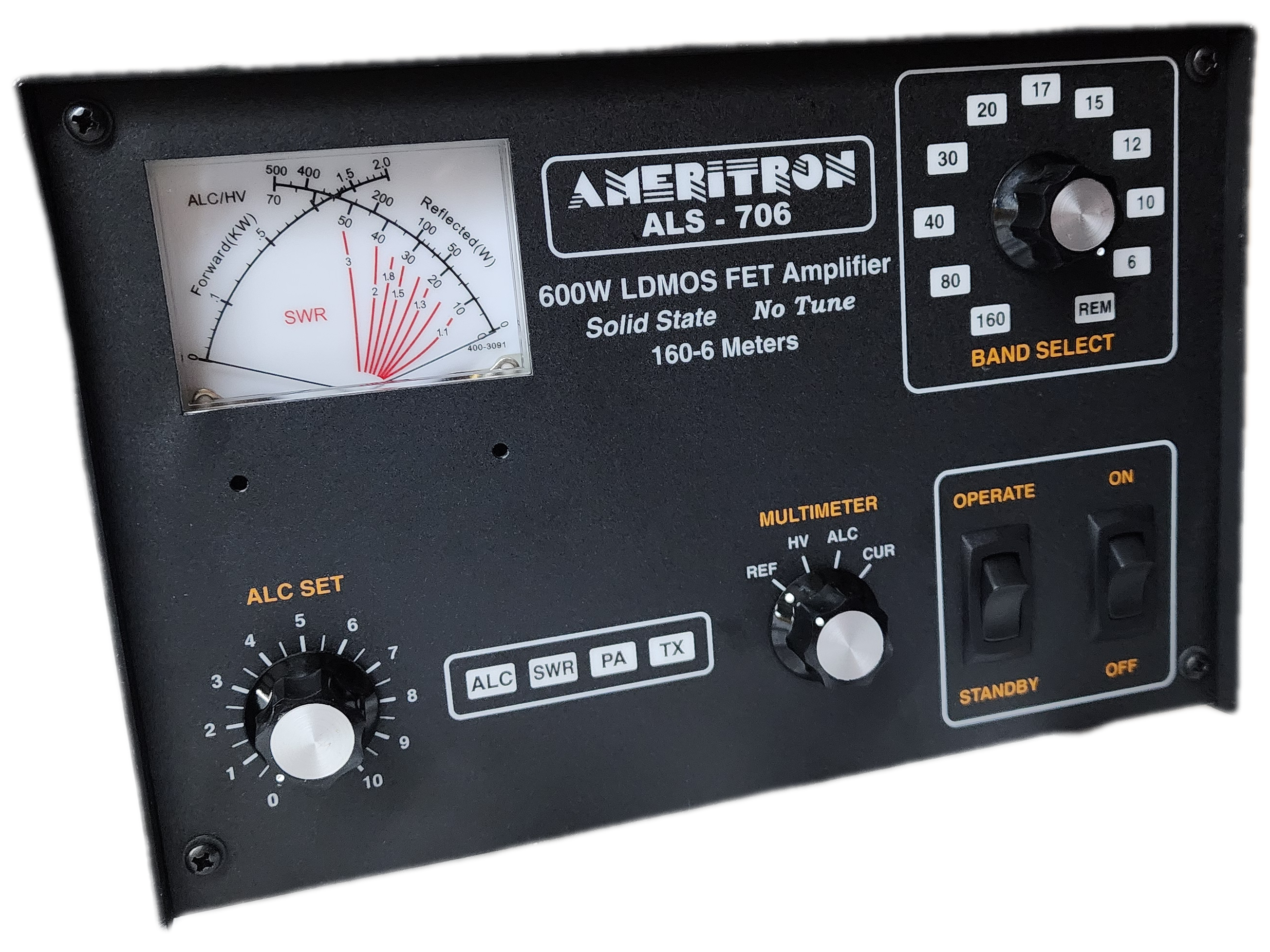 ALS-706, Ameritron 600 Watt LDMOS amplifier, 1.5-54 Mhz <br> with Power Supply